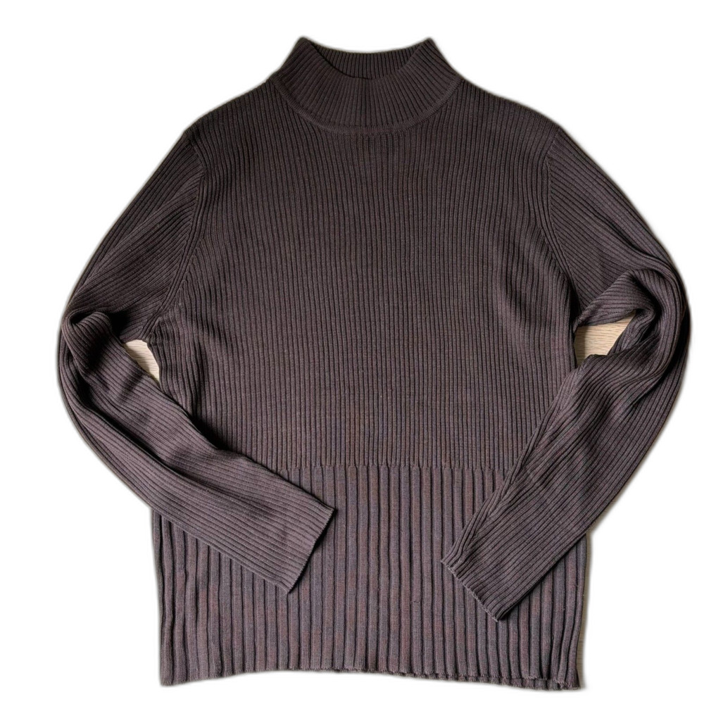 Vintage 90s 100% Silk Anna Gray Mock Neck Sweater - M l Rachel Green Style